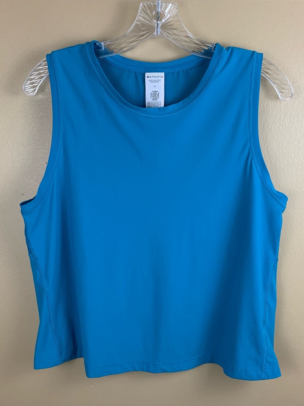 Athleta Top Womens Medium Ultimate Muscle Tank Pacific Blue Mesh Back Activewear